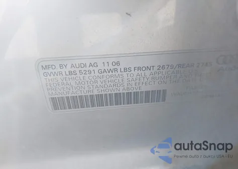 2007 Audi A6 3.2 из США, поврежденный, VIN WAUDH74F87N083754